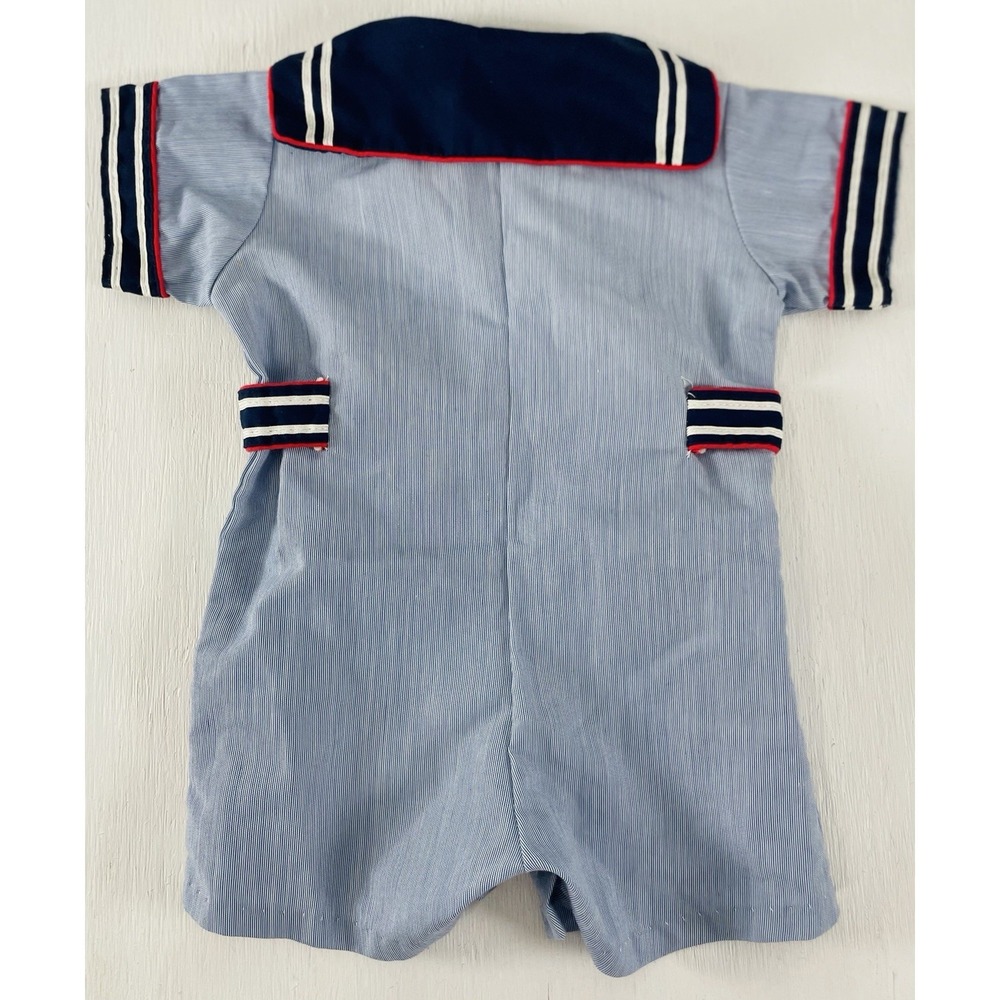 Vintage Little Bit Sailor Romper Baby 18 Months USA Coastal‎ Boating Nautical - Picture 6 of 8